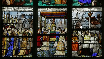 Window depicting a procession of the Holy Sacrament (detail), 1530 by French School